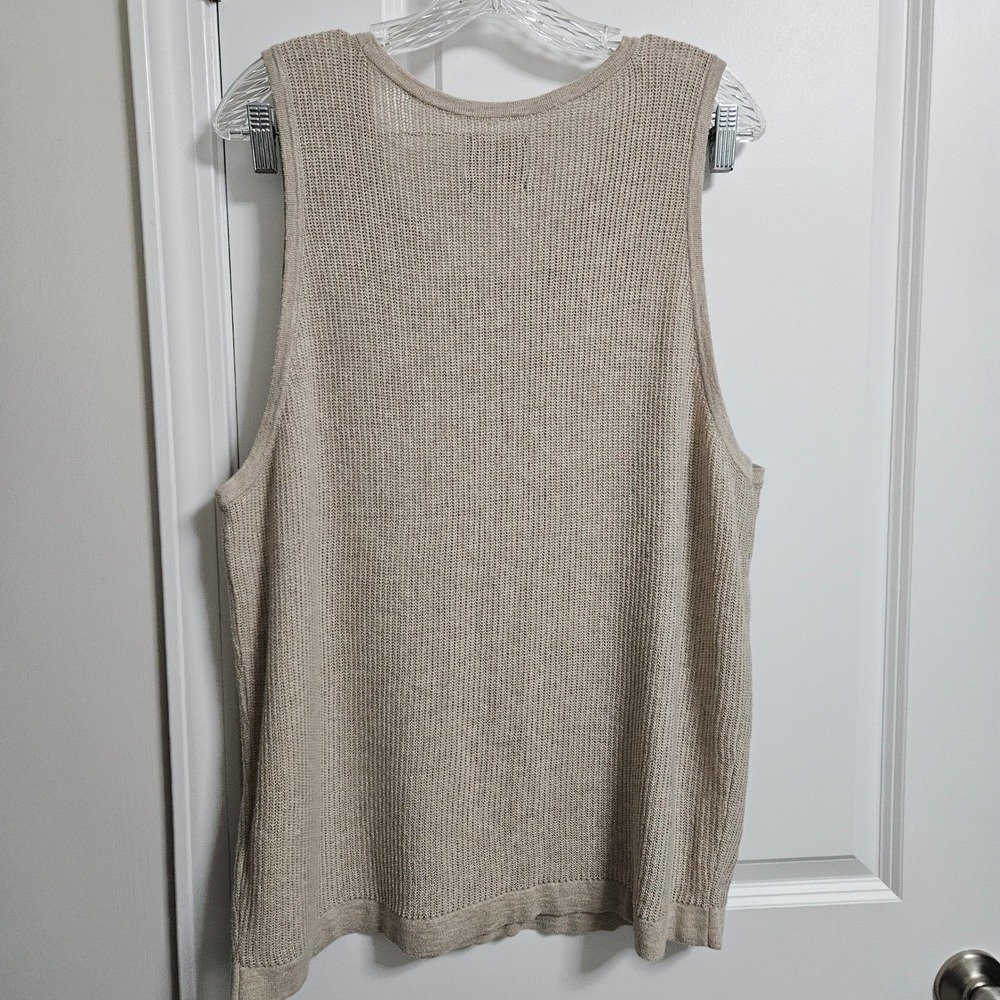Abercrombie & Fitch Crochet Style Layering Knit Tank Mens Lg Tan Cotton Blend - Picture 9 of 9